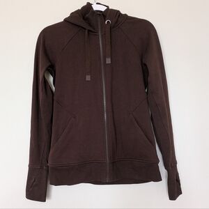 Athleta Dark Brown Full-Zip Hooded  Jacket Sz S